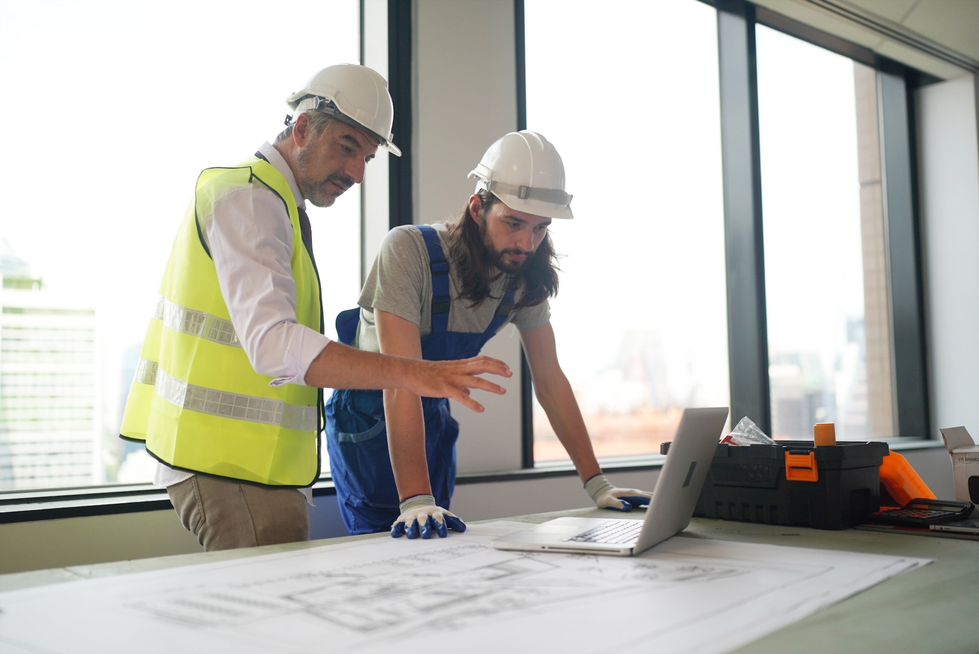 Builder at the construction site