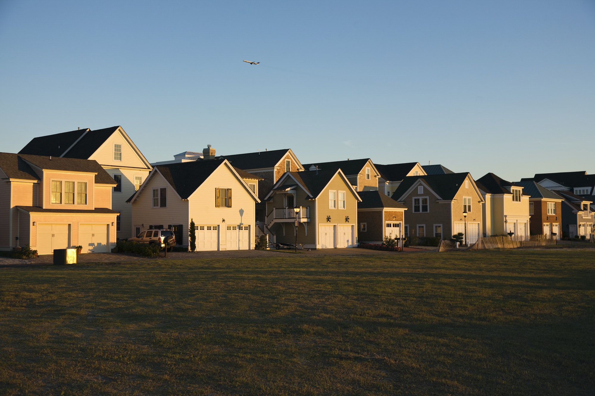 Duplexes Near Grassy Field